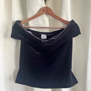 Graphite Velvet Off the Shoulder Top
